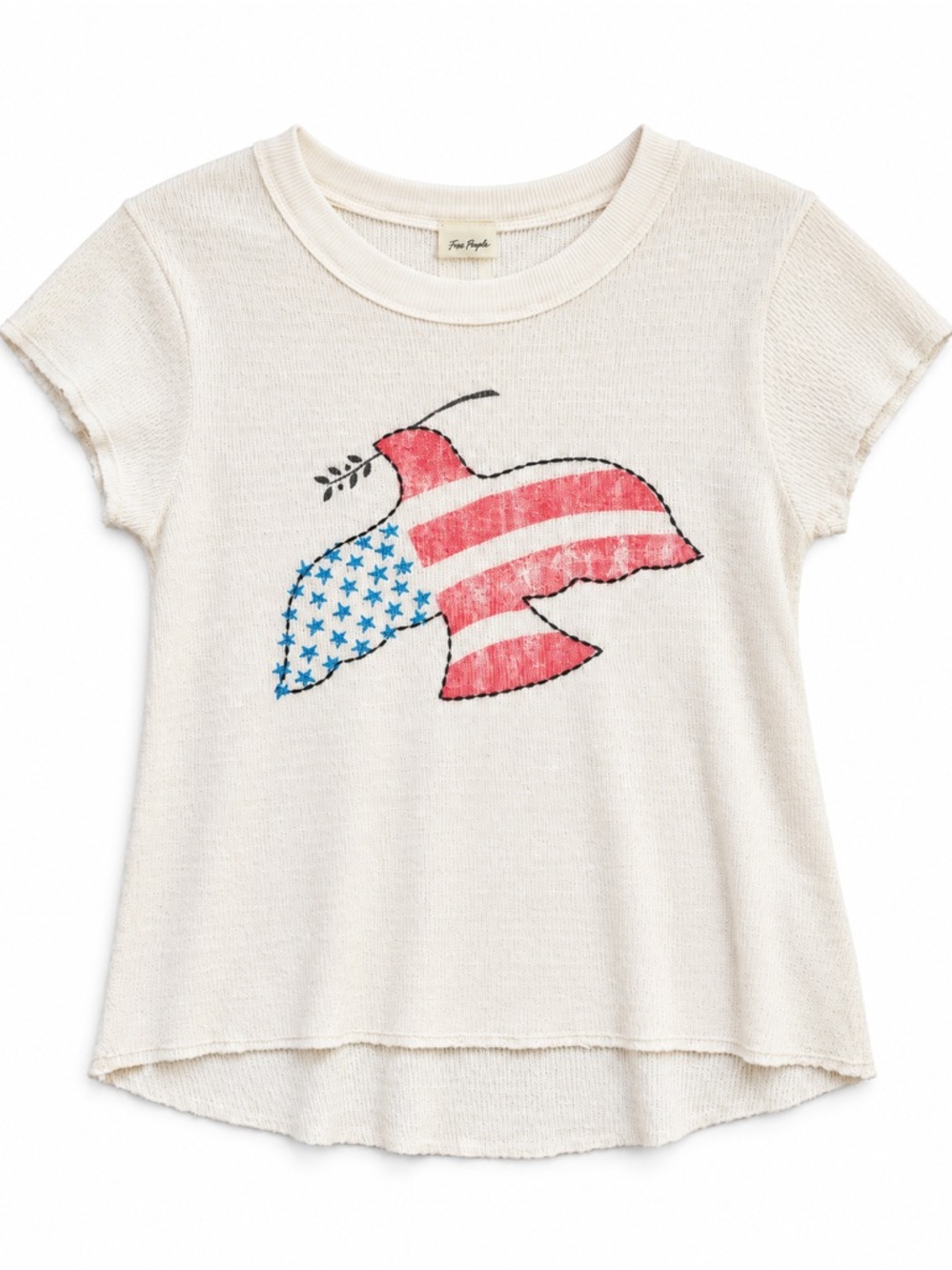 Free People We The Free Love Dove Americana Flag Tee Cream